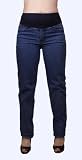 Maternity jeans with elastic waistband and back pocket ornament