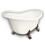 American Bath Factory B1-1600-BB-DM3-M2-25-OC Princess Slipper Clawfoot Bathtub in Bisque, Paw Feet