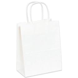 White Paper Shopping Bags, 7-3/4inch W x 4-3/4inch D x 9-3/4inch H
