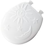 Bemis 39EC000 Mayfair Sculptured Wood Round Toilet Seat Celestial with Easy Clean and Change Hinges, White