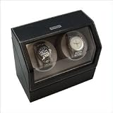 Heiden Battery Powered Dual Watch Winder- Black Leather