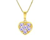 14K Yellow or White Gold A Gem-Studded Dainty Heart Pendant-Tanzanite , Chain- NOT included