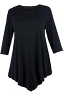 Curvylicious Women's Plus Size 3/4 Sleeve Round Neck Tunic Top