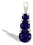 14K White Gold Round Created Sapphire 3-Stone Pendant