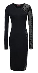 Sexy Long Sleeves Polka Dot Print Asymmetric Mesh Cocktail Knee Length Bodycon Dress/Party Dress 
