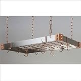 Rogar Black Rectangular Pot Rack with Copper Accessories 30-in.