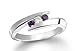 Three 3 Stone Round Diamond & Amethyst Accented Channel Set Bypass Engagement Ring in 14K White Gold (1/2 ctw)