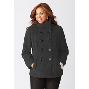 Buy Avenue Plus Size Double Breasted Short Wool Peacoat by Avenue