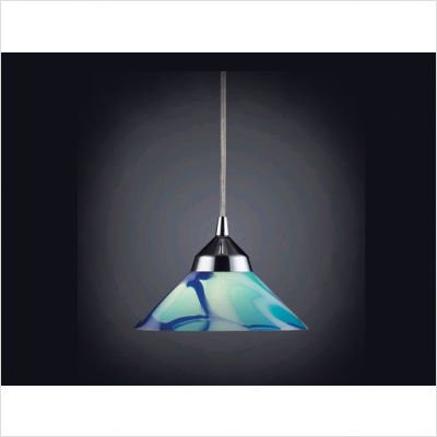 Refraction Mini Pendant in Polished Chrome and Caribbean Glass