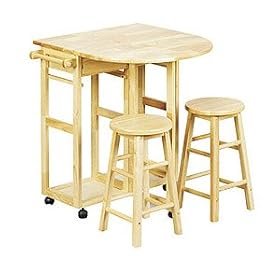 CART TABLE W STOOLS NATURAL by Ace Trading - Living Accents I