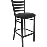 HERCULES Black Ladder Back Metal Bar Stool with Black Vinyl Seat - XU-DG697 ....