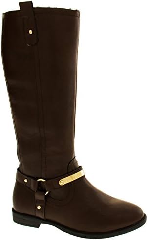 Keddo Womens Brown Faux Leather Biker Riding Boots US 8