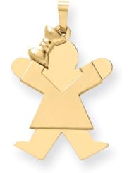 14k Solid Engravable Girl with Bow on Left Charm Cyber Monday Special