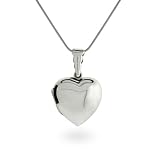 Eve's Addiction Sterling Silver Plain Puffed Heart Locket