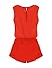 Allegra K Women Round Neck Sleeveless Front Pockets Casual Rompers Red XS
