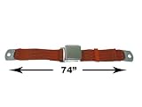 2-Point Lap Seat Belt, Red, 74 Inch Length, with Chrome Lift Latch