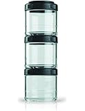 BlenderBottle GoStak Twist n' Lock Storage Jars, 100cc 3-Pak, Black