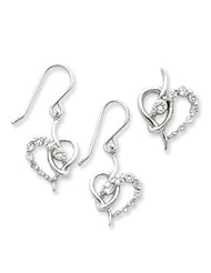 Sterling Silver CZ Heart Earring & Pendant Set