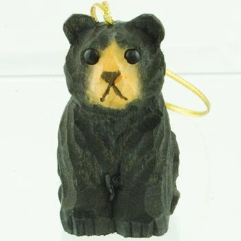 Miniature Wood-Carved Bear Cub Ornament