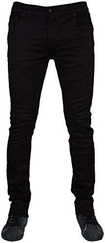 G72 Denim Mens Black Casual Zip Up Button Fasten Pocket Skinny Jeans Size W30 L32