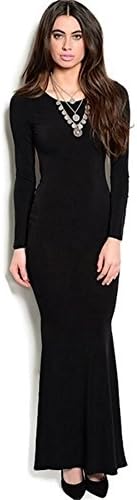 Holiday and Special Occassion - Backless Long Sleeve Dress Black (Medium)