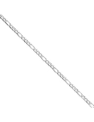 14K White Gold 2.50mm Lightweight Figaro Chain Anklet - Fine Jewelry Gift