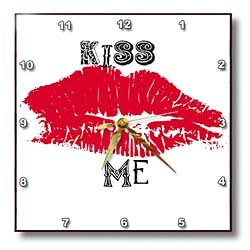 Kiss Me Red Lips Flirty Art - 10x10 Wall Clock