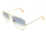 Ray-Ban RB3025 Aviator Large Metal Sunglasses 55 mm, Non-Polarized, Arista Gold/Crystal Blue Gradient