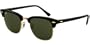 Womens RayBan Clubmaster Sunglasses Ebony/Arista/G-15XLT One Size