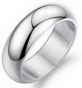 Unisex Titanium Stainless Steel Silver Comfort Fit Plain Wedding Ring and Band 7mm Size 9