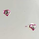 Pink Heart April Birthstone Earrings Stud