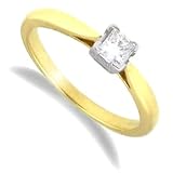 Image of Jewelco London 18 carat solid gold 0.28 carat Princess Cut Fine Diamond Ring