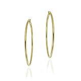 18K Gold over Sterling Silver 50mm Polished Hoop Earrings