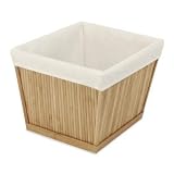 Whitmor Small Bamboo Tote with Canvas Liner
