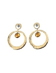 .04 CT TW 14K Yellow Gold/White Gold Genuine Citrine And Diamond Earrings