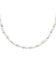 Sterling Silver 5-6mm Blue & White Fw Cultured Pearl Necklace