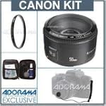 Canon EF 50mm f/1.8 II Standard AutoFocus Lens Kit, USA with Tiffen 52mm UV Filter, Lens Cap Leash, Professional Lens Cleaning Kit