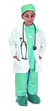 Green Junior Physician Outfit with Lab Coat, Scrub Set, and Stethoscope,  Size 12/14