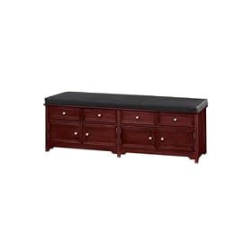 Oxford 60w Storage Bench With Storage Cabinets - Black Leather, 60W BLACK LTHR, MERLOT