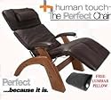 The Human Touch Power Electric Perfect Chair Recliner - PC95 / PC-095 Walnut Recline Wood Base Chocolate Leather Pads - Interactive Health Zero Anti Gravity Chair