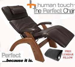 The Human Touch Power Electric Perfect Chair Recliner - PC95 / PC-095 Walnut Recline Wood Base Espresso Bonded Leather Pads - Interactive Health Zero Anti Gravity Chair