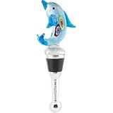 Tropical Dolphin Wine Bottle Glass Art Topper Stopper