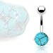 316L Surgical Steel Prong Set Belly Ring with Solid Semi Precious Stone - Turquoise - 14G, 3/8" (10 mm) - Sold Individually