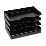 Buddy Products 414-4 4-Tier desk tray/sorter, steel, legal size, black