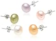 5 Pair Set Dyed Multicolor Pastel 8-8.5mm Freshwater Cultured Pearl Earrings