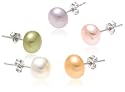 5 Pair Set Dyed Multicolor Pastel 8-8.5mm Freshwater Cultured Pearl Earrings