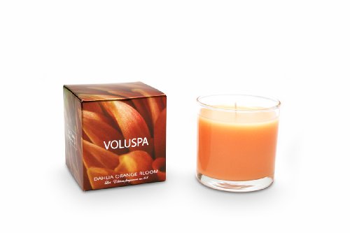 Voluspa Clear Glass Candle, Dahlia Orange Bloom, 5oz glass