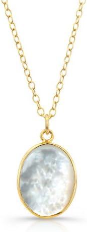 London Manori Oval Pendant w/ Moonstone in Yellow 14K Vermeil Bezel on 14K Gold Filled Cable Chain, 24 Inches