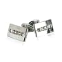 Polished Stainless Steel Cuff links with CZ in Gold Setting