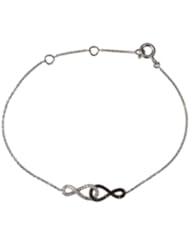 1/5 ct tw Black & White Diamond Infinity 5.75 - 6.75" Bracelet in 14k White Gold